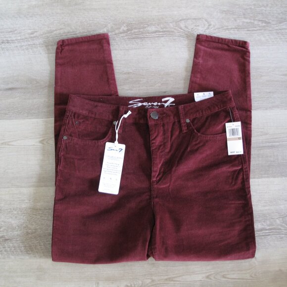 SEVEN7 Dark Red Corduroy Skinny Jeans NWT - Picture 2 of 12